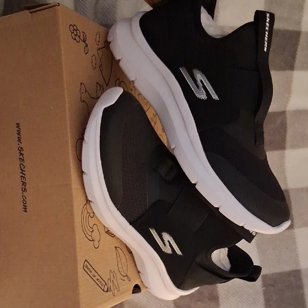 Skechers Boy’s Black and White Slip-On Athletic Sneakers